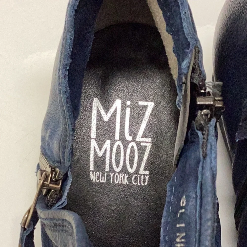 Miz Mooz Navy Leather Ankle Booties